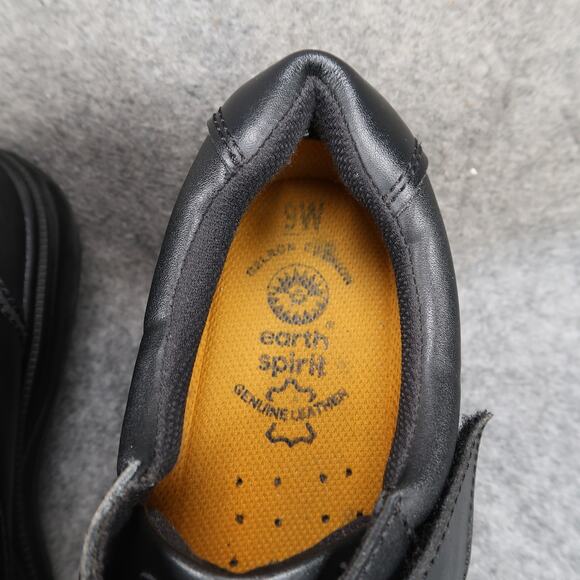 Earth Spirit Shoes Mens 9W Monk Strap Oxfords Comfort Black Leather Hook N Loop main image 9